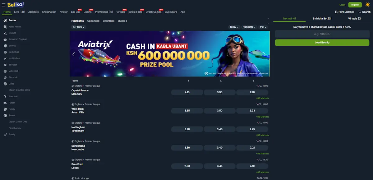 Betika Sportsbook and Casino Screenshot